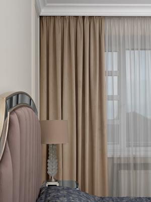 Штора Garda Decor 121GD-00027 Портьера Silkу 6 бежевая димаут 275*260 арт. 121GD-00027