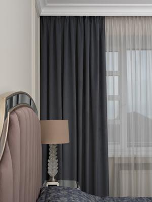 Штора Garda Decor 121GD-00032 Портьера Силки (Silkу) 46 серая димаут 275*260 арт. 121GD-00032