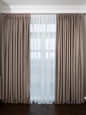 Штора Garda Decor 121GD-00011 Портьера Шелк (Silkу) бежевая  димаут 275*260 арт. 121GD-00011