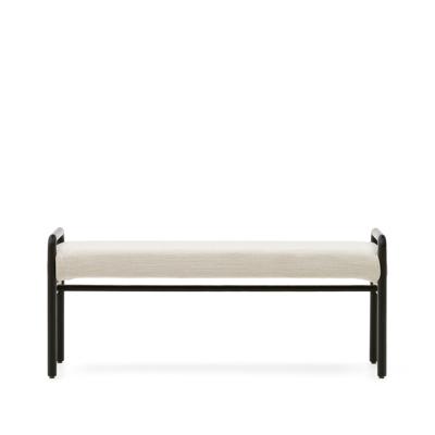 Скамья La Forma (ех Julia Grup) Скамейка Macaret со съемным чехлом из массива дуба с черной отделкой 120 см арт. 191524