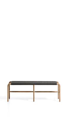 Скамья La Forma (ех Julia Grup) Скамейка Alipa из массива акации и веревки темно-серого цвета арт. 481353