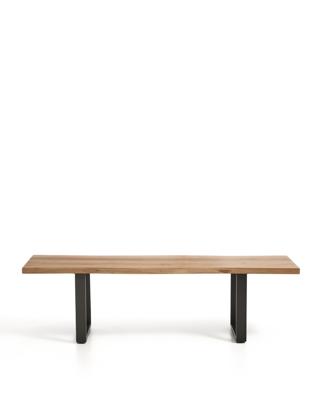 Скамья La Forma (ех Julia Grup) Скамейка Uxue из массива акации с черными стальными ножками, 160 x 45 см арт. 498928