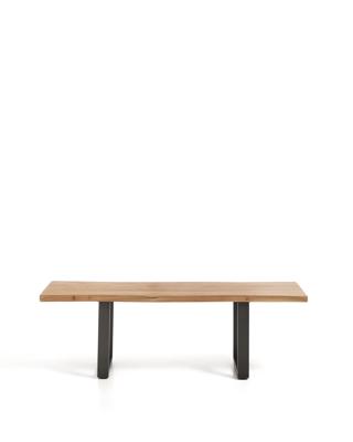 Скамья La Forma (ех Julia Grup) Скамейка Uxue из массива акации с черными стальными ножками, 140 x 45 см арт. 498930