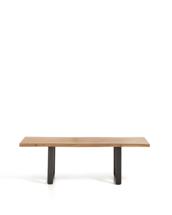 Скамья La Forma (ех Julia Grup) Скамейка Uxue из массива акации с черными стальными ножками, 140 x 45 см арт. 498930