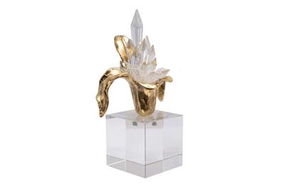 Статуэтка Garda Decor 55RD6489L Декор настольный "Цветок на кристалле" 13*8*22см арт. 55RD6489L