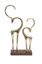 Статуэтка Garda Decor 69-18334 Декор настольный "Газели (Savage)" зол.мет./дерево 27,5*8,5*44см арт. 69-18334