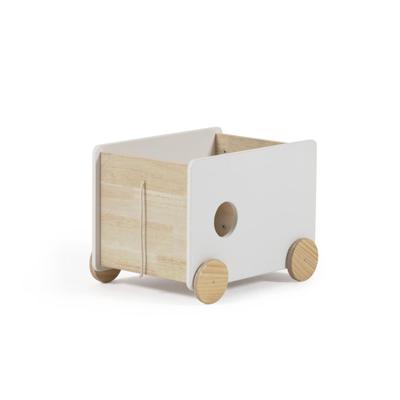 Стеллаж La Forma (ех Julia Grup) Тележка для хранения Bianina из массива натуральной сосны FSC и белого МДФ арт. 113300