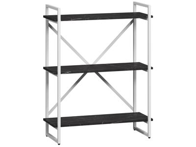 Стеллаж LoftyHome Стеллаж Мальборк Рант 80 Мрамор Блэк с белым основаем	 лофт арт. 1628088