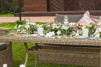 Стол 4SIS "Латте" плетеный стол из искусственного ротанга 160х90см, цвет соломенный арт. YH-T4766G-1