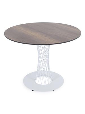 Стол 4SIS "Диего" обеденный стол из HPL круглый Ø100см, цвет "дуб", каркас белый арт. OAK-R100-SHT-TU3-1 white