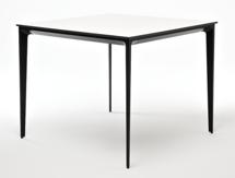 Стол 4SIS "Малага" обеденный стол из HPL 90х90см, цвет молочный, каркас черный арт. RC013-90-90-A black