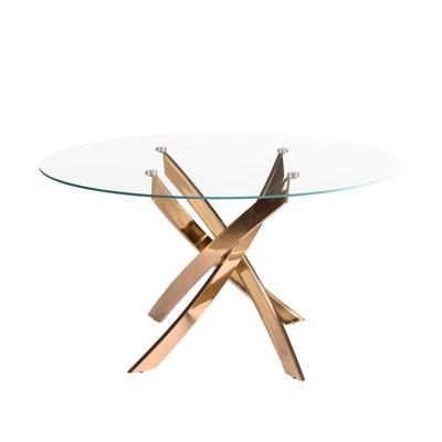 Стол Angel Cerda Круглый обеденный стол 1169 из стекла и стали цвета розового золота Ø130 арт. 420824
