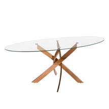 Стол Angel Cerda Овальный обеденный стол 1169-Ø200x95 из закаленного стекла и розовой стали арт. 504116