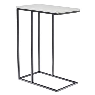 Стол Bradexhome Придиванный столик Loft 50x30см, белый мрамор, чёрные ножки арт. RF 0358