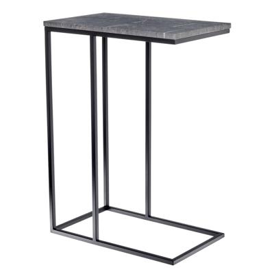 Стол Bradexhome Придиванный столик Loft 50x30см, серый мрамор, чёрные ножки арт. RF 0357