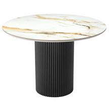 Стол Bradexhome Стол Aura D110, керамогранит Calacatte gold мрамор, чёрный арт. RF 0833