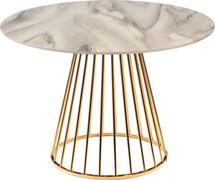 Стол Bradexhome Стол Liverpool диам.100см, керамогранит белый мрамор с золотистыми ножками арт. FR 1059