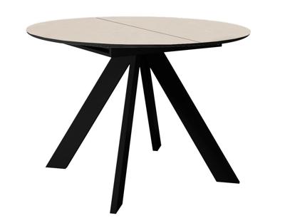 Стол DikLine SKC100 d1000 Керамика Krater Perla (бежевый матовый)/подстолье черное/опоры черные арт. 00-00075479