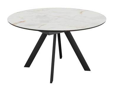 Стол DikLine SKC120 d1200 Керамика глянец Ostra Bianco (мрамор глянец белый)/подстолье черное/опоры черные арт. 00-00081866