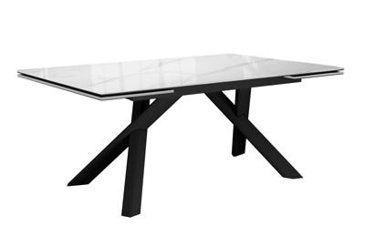 Стол DikLine DKX140 керамика Carrara Gloss (мрамор глянец белый), подстолье черное, опоры черные (2уп.) арт. 00-00085037