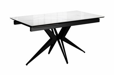 Стол DikLine DKS140 керамика Carrara Gloss (мрамор глянец белый), подстолье черное, опоры черные (2уп.) арт. 00-00085035