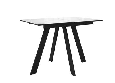 Стол DikLine DKD120 керамика 120(160)х80, Carrara Gloss (мрамор глянец белый), опоры черные (2уп.) арт. 00-00085033