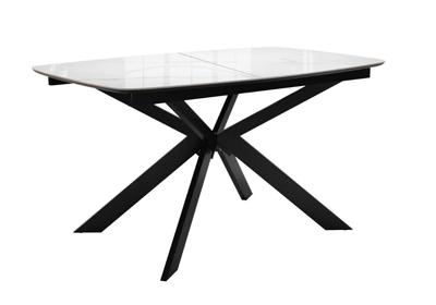Стол DikLine BK140 керамика Carrara Gloss (мрамор глянец белый), подстолье черное, опоры черные арт. 00-00085042