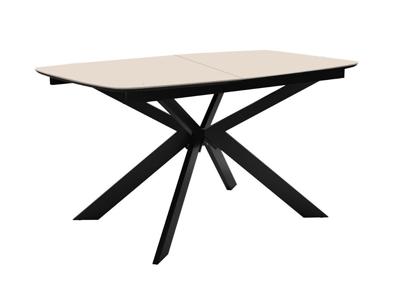 Стол DikLine BK140 керамика Krater Perla (бежевый матовый), подстолье черное, опоры черные арт. 00-00085077