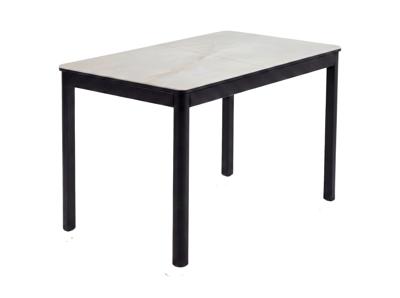 Стол DikLine DKQ120 Керамика белый Icelandic white jade (Ostra Bianco Light)/подстолье черное/опоры черные арт. 00-00086675