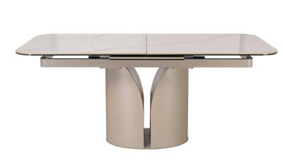 Стол обеденный DikLine CZ401 керамика Calacata Picasso White глянец, опоры металл  матовые бежевые (2 уп) арт. 00-00086536