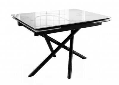 Стол DikLine BKX110 Керамика Carrara Gloss (мрамор глянец белый)/подстолье черное/опоры черные (2уп.) арт. 00-00087086