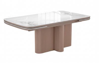 Стол DikLine DKO160 Керамика Platinum ART (белый глянец)/подстолье капучино/опоры капучино (2 уп.) арт. 00-00087189