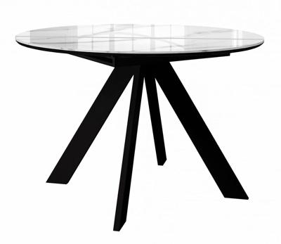 Стол DikLine SKC110 d1100 Керамика Carrara Gloss (мрамор глянец белый)/подстолье черное/опоры черные арт. 00-00086866