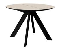 Стол DikLine SKC100 d1000 Керамика Krater Perla (бежевый матовый)/подстолье черное/опоры черные арт. 00-00075479
