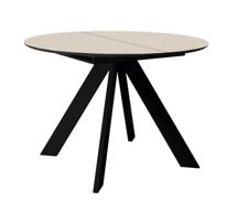 Стол DikLine SKC90 d900 Керамика Krater Perla (бежевый матовый)/подстолье черное/опоры черные арт. 00-00081863