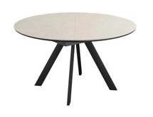 Стол DikLine SKC120 d1200 Керамика Krater Perla (бежевый матовый)/подстолье черное/опоры черные арт. 00-00085076