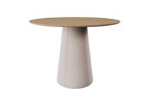 Стол Ellipsefurniture Стол обеденный Lagom D 120 см (натуральный дуб / бежевый, кожа) арт. ZN-396224