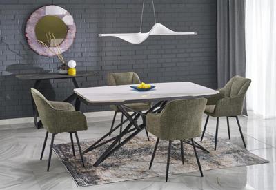 Стол Halmar Стол обеденный Halmar ALFREDO 160 (белый мрамор/черный) арт. V-CH-ALFREDO-ST