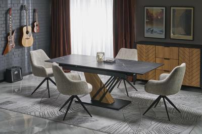 Стол Halmar Стол обеденный Halmar VOLANT 160 (черный мрамор/дуб золотой) арт. V-CH-VOLANT_160-ST