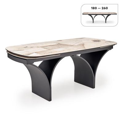 Стол Halmar Стол обеденный HALMAR ALTER бежевый мрамор/черный 180-260/90 арт. V-CH-ALTER-ST-BEZOWY