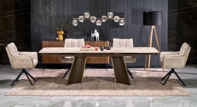 Стол Halmar Стол обеденный HALMAR VESNA бежевый мрамор/коричневый 180-260/90 арт. V-CH-VESNA-ST-BEZOWY