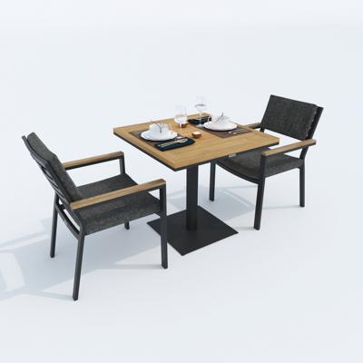 Стол IDEAL PATIO Стол обеденный ТЕЛЛА алюминий, тик 80x80 см (1 ножка) арт. TLL.2110108