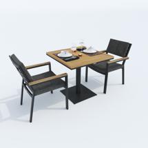 Стол IDEAL PATIO Стол обеденный ТЕЛЛА алюминий, тик 80x80 см (1 ножка) арт. TLL.2110108