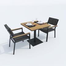 Стол IDEAL PATIO Стол обеденный ТЕЛЛА алюминий, тик 80x80 см (1 ножка) арт. TLL.2110108