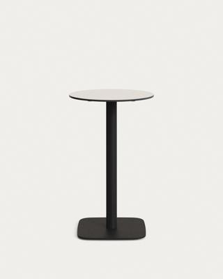 Стол La Forma (ех Julia Grup) Dina высокий круглый садовый стол белый с черной металлической основой Ø 60x96 см арт. 177063