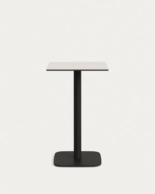 Стол La Forma (ех Julia Grup) Высокий садовый столик Dina белый на черном металлическом основании 60 x 60 x 96 см арт. 177055