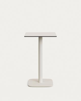 Стол La Forma (ех Julia Grup) Высокий садовый столик Dina белый на белом металлическом основании 60 x 60 x 96 см арт. 177791
