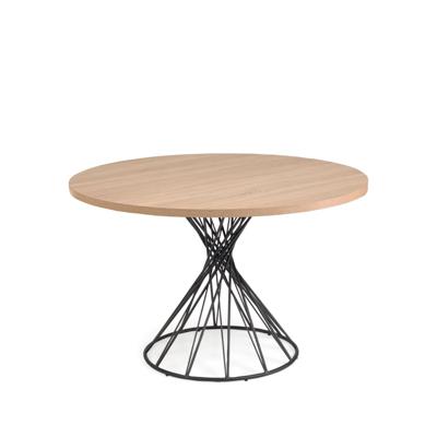 Стол La Forma (ех Julia Grup) Круглый стол из меламина Niut Ø 120 см с натуральной отделкой и стальными черными ножками арт. 102346