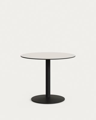 Стол La Forma (ех Julia Grup) Esilda Садовый круглый стол белого цвета с черной металлической ножкой арт. 181878