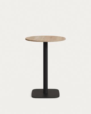Стол La Forma (ех Julia Grup) Dina Высокий круглый стол из меламина с натуральной отделкой и черной металлической ножкой  Ø60x96 арт. 177067